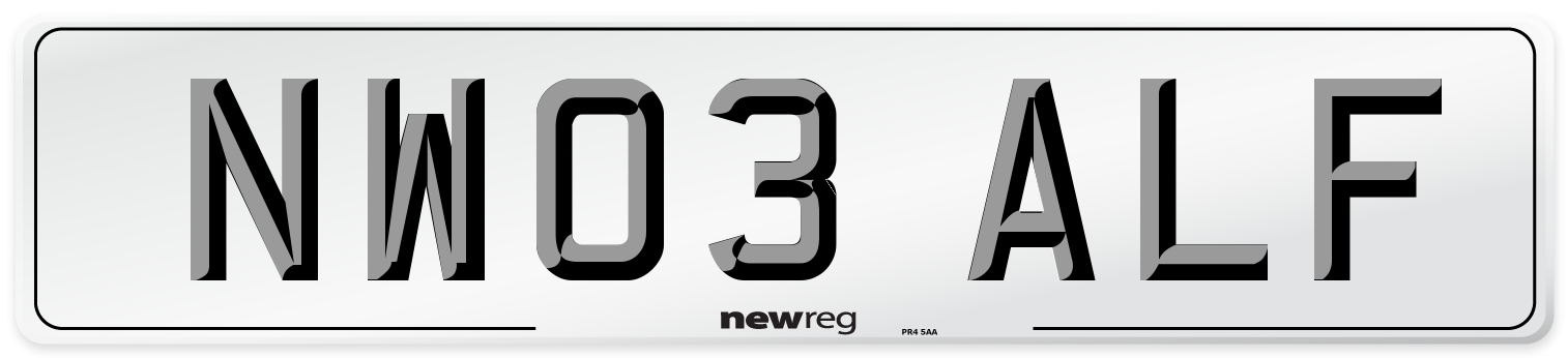 NW03 ALF Number Plate from New Reg